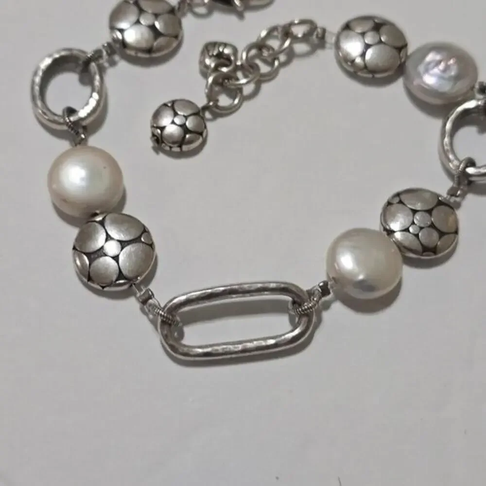 Brighton Mother of‎ Pearl MOP AND Silver Pl Link Bracelet